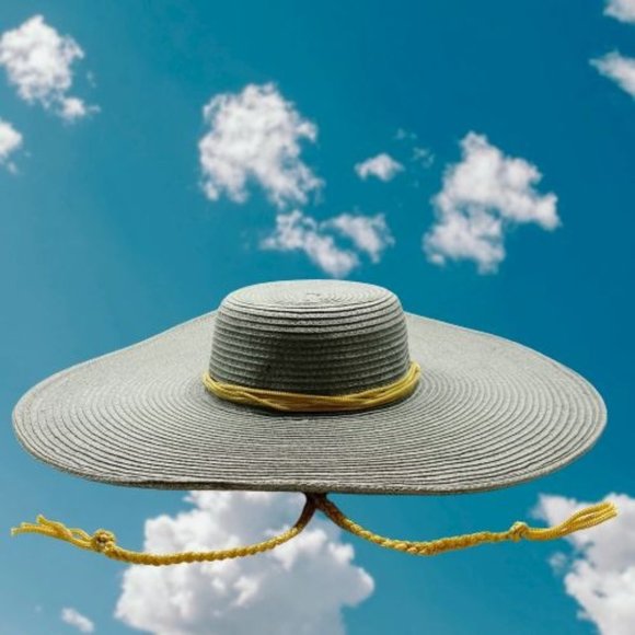 Blue Gray Wide Brim Flat Top Sun Hat main image 10